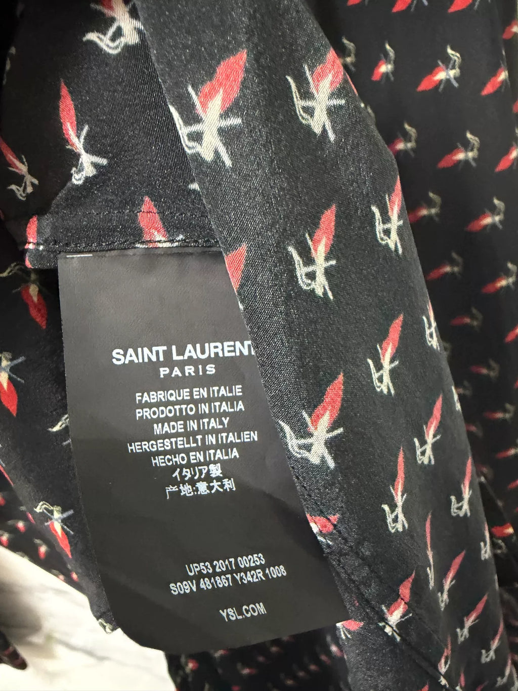 Saint Laurent Black Print Long Sleeve Shirt