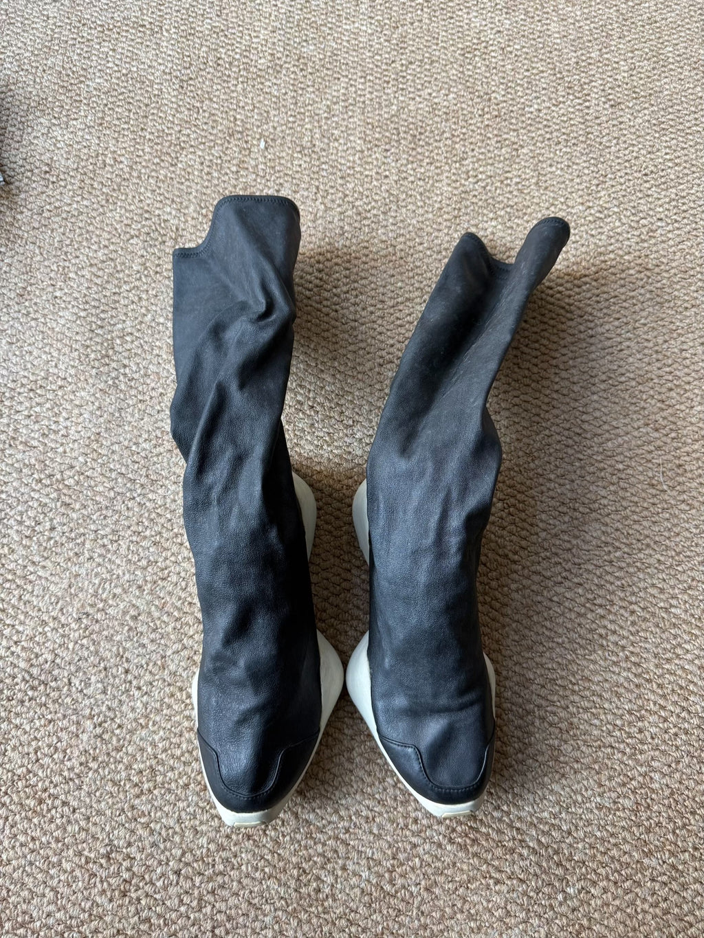 Rick Owens Black x Adidas Lambskin Horsebit Boots