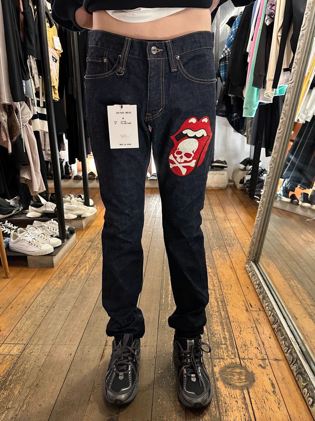 mastermind Japan × Theater8 Rolling Stones Navy Blue One Wash Cotton Denim Jeans