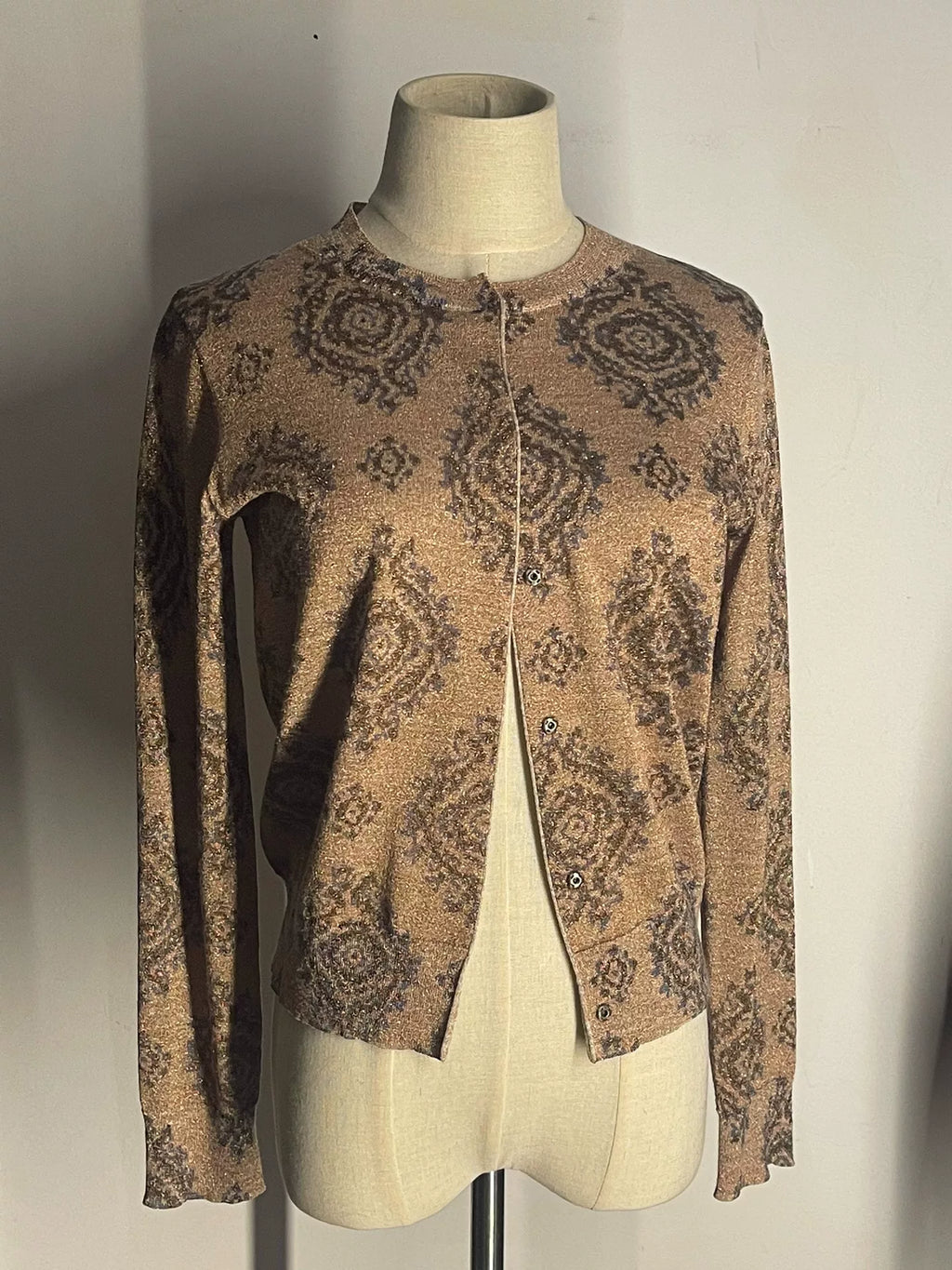 Dries Van Noten Gold Thread Fine Sparkle Knit Cardigan