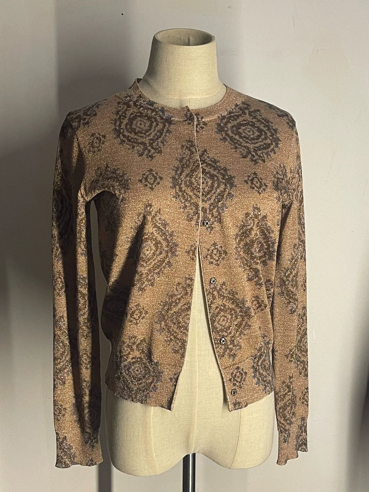 Dries Van Noten Gold Thread Fine Sparkle Knit Cardigan