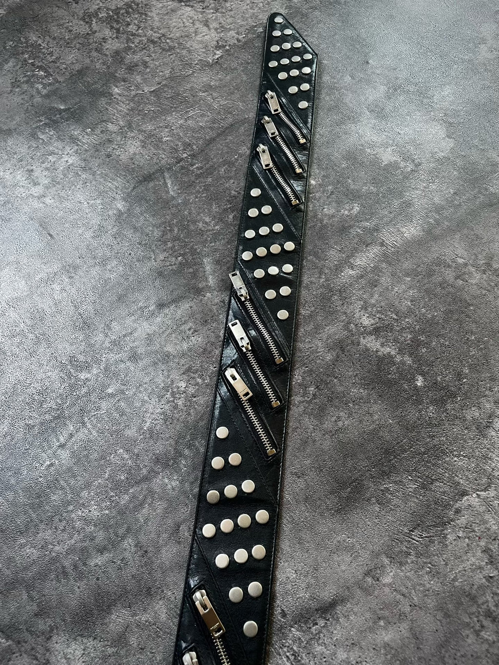 Saint Laurent Multi-Zipper Studded Biker Black Belt