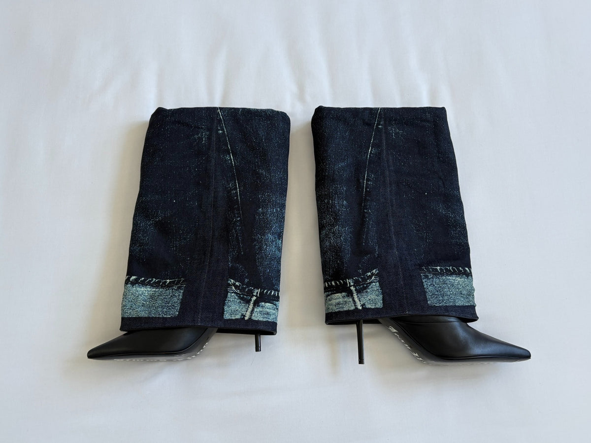 Jean Paul Gaultier X Jimmy Choo deconstructed irregular folding boots