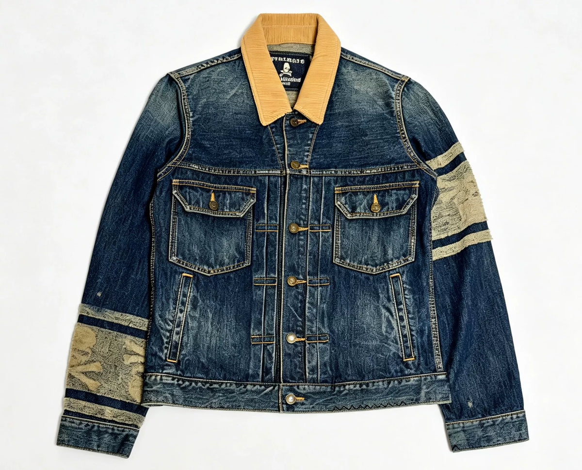 mastermind Japan AW10 Yellow Corduroy Collared Distressed Denim Jacket