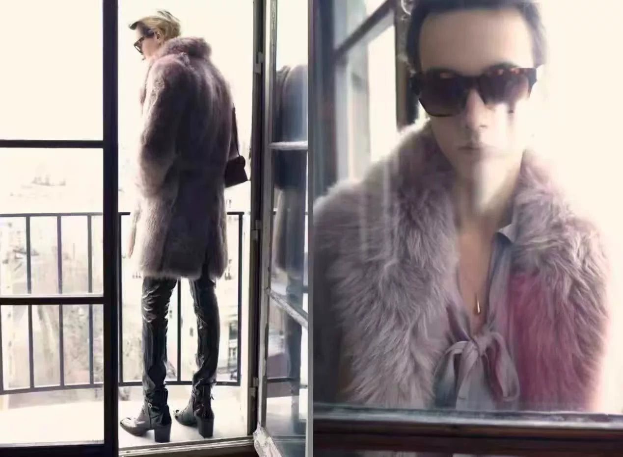 Saint Laurent 22FW Runway Silk Silver Striped Shirt