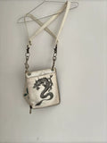 1980s Jean Paul Gaultier White Dragon Shoulder Bag