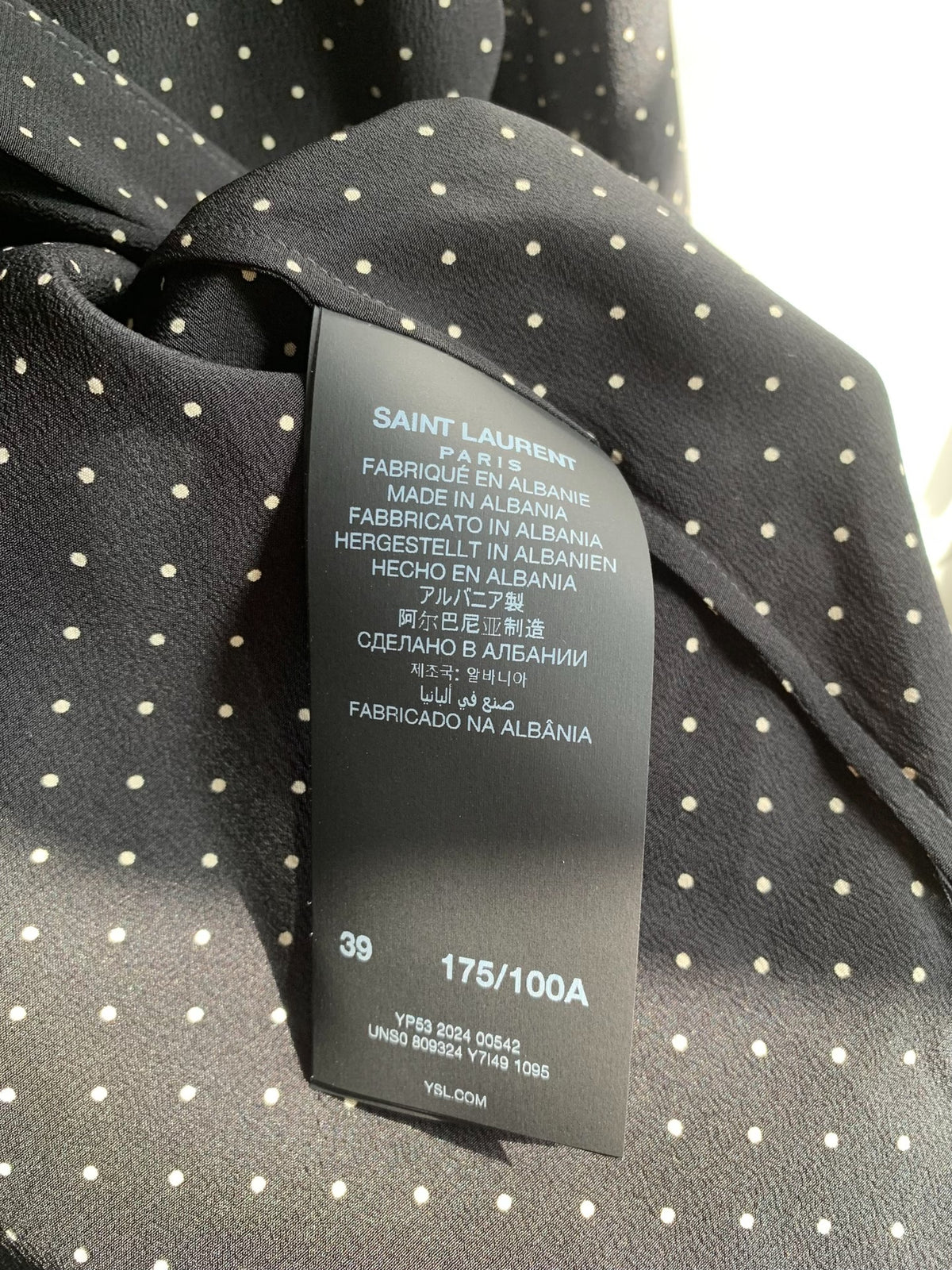 Saint Laurent Black Polka Dot Collared Shirt