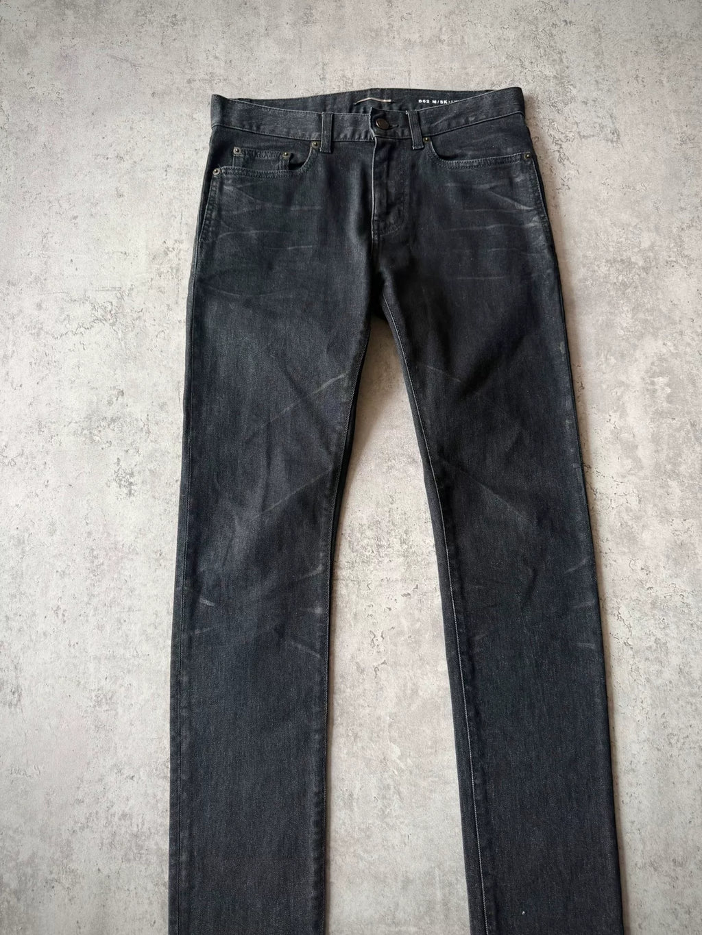 Saint Laurent Paris AW20 Black Washed Ghost Claw Raw Edge Denim Jeans