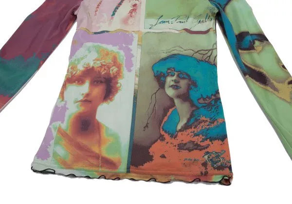 Jean Paul Gaultier Colorful Portrait Mesh Top