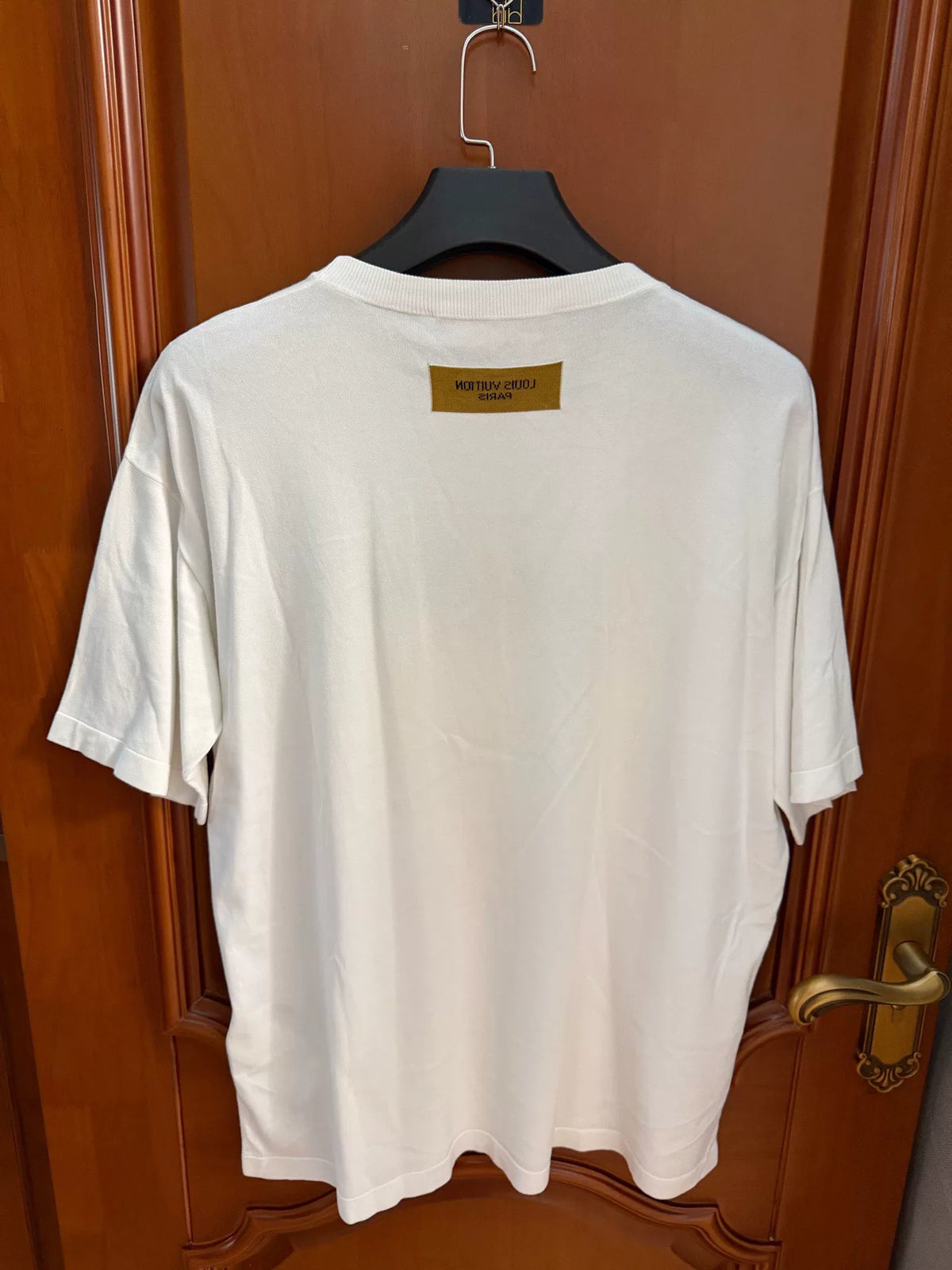 Louis Vuitton White Green Letter Knit Short Sleeve Top
