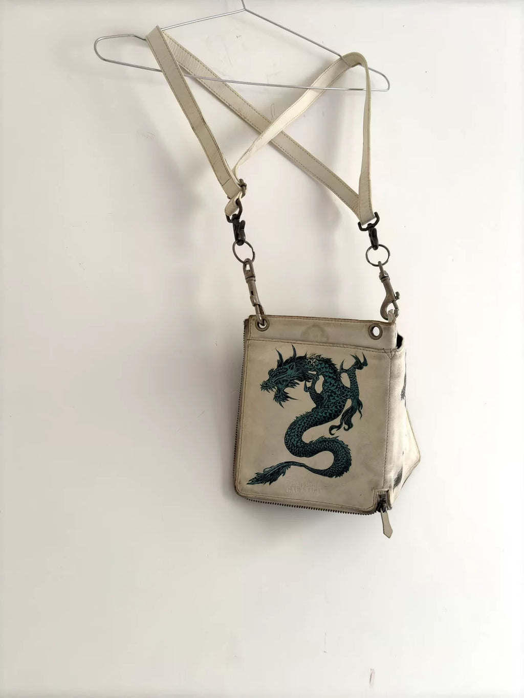 1980s Jean Paul Gaultier White Dragon Shoulder Bag