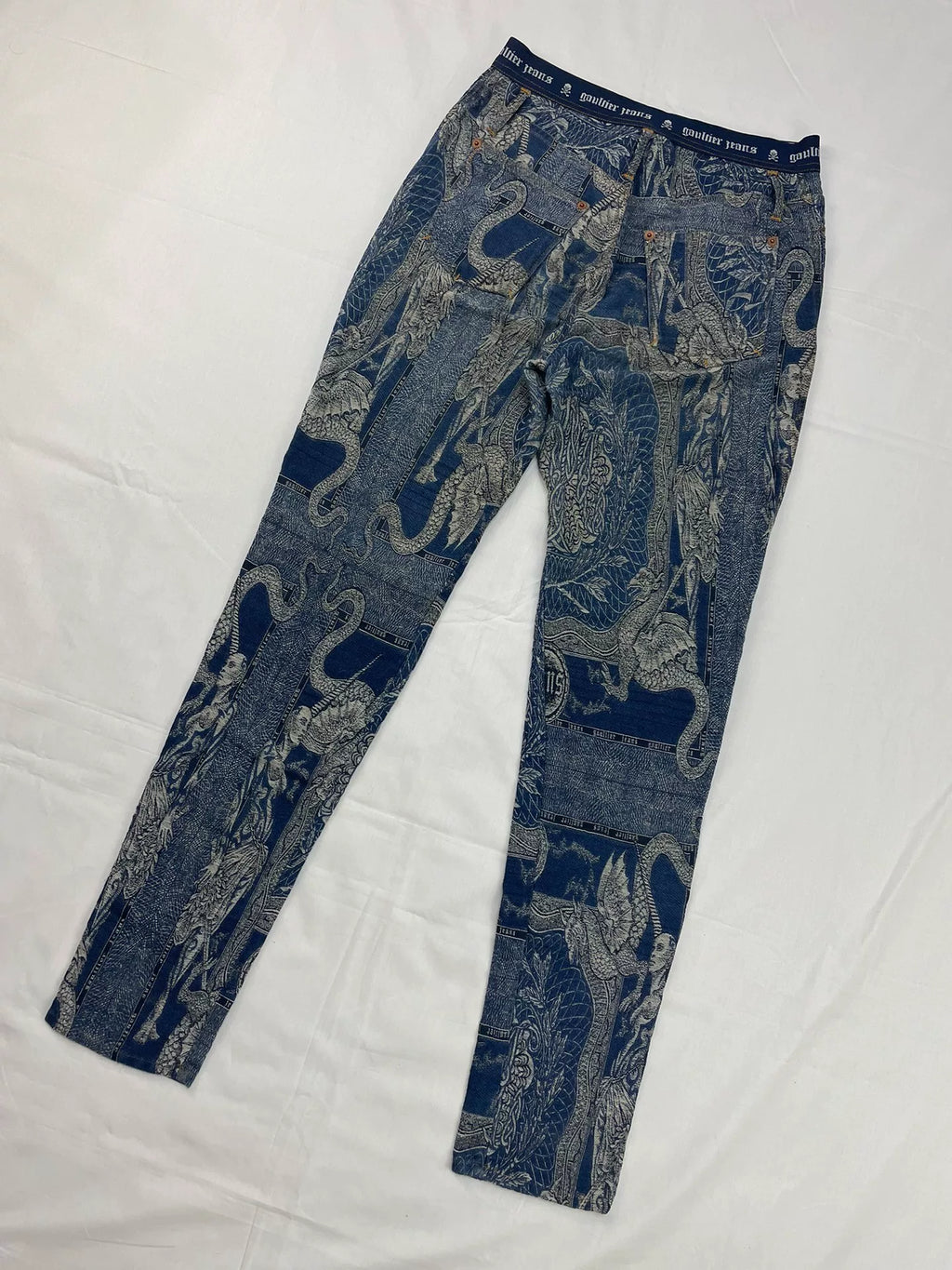 1994 Fall/Winter Jean Paul Gaultier Dragon Slayer Warrior Tribal Tattoo Jacquard Jeans