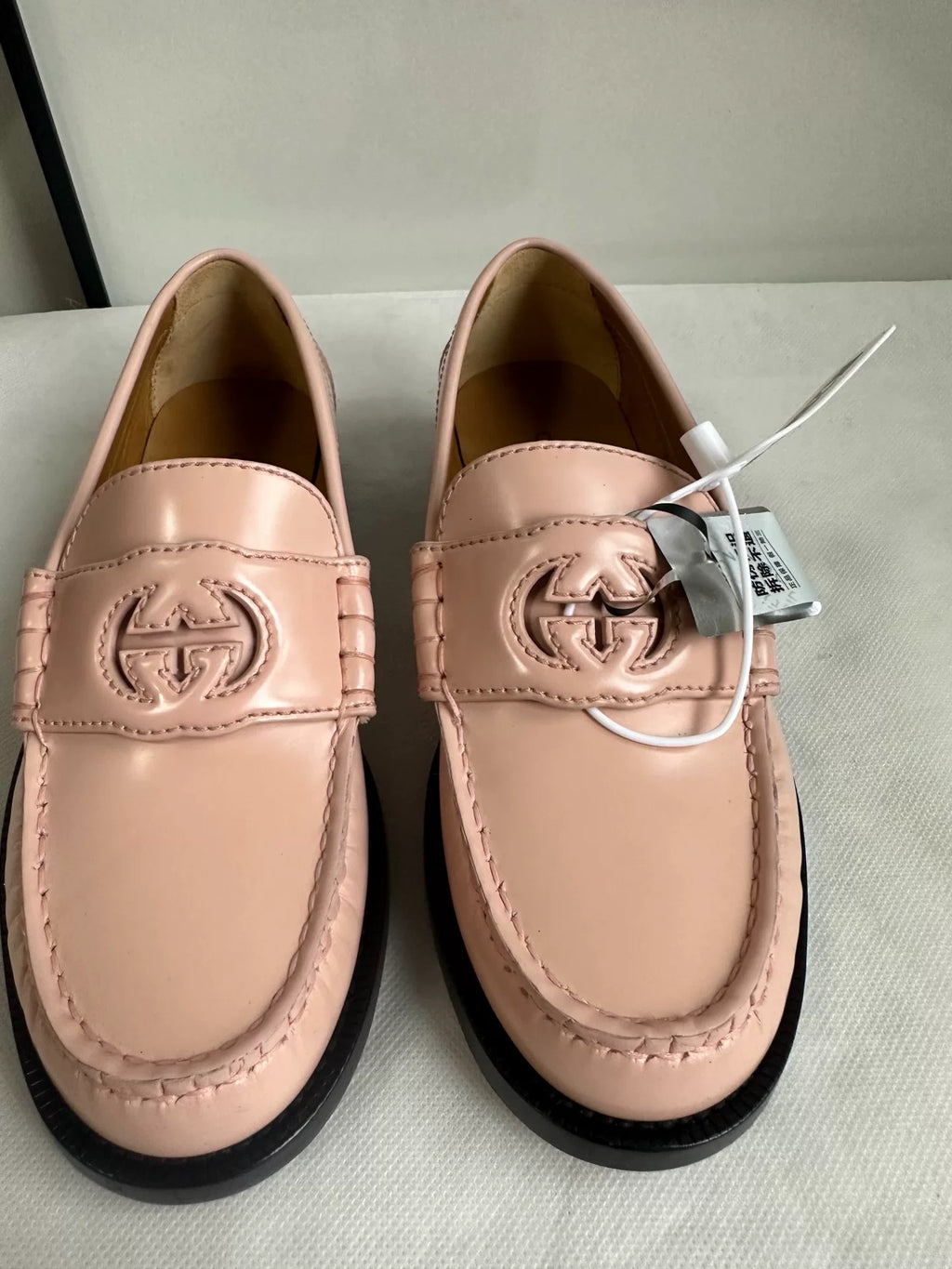 Gucci Pink Double G Logo Loafers