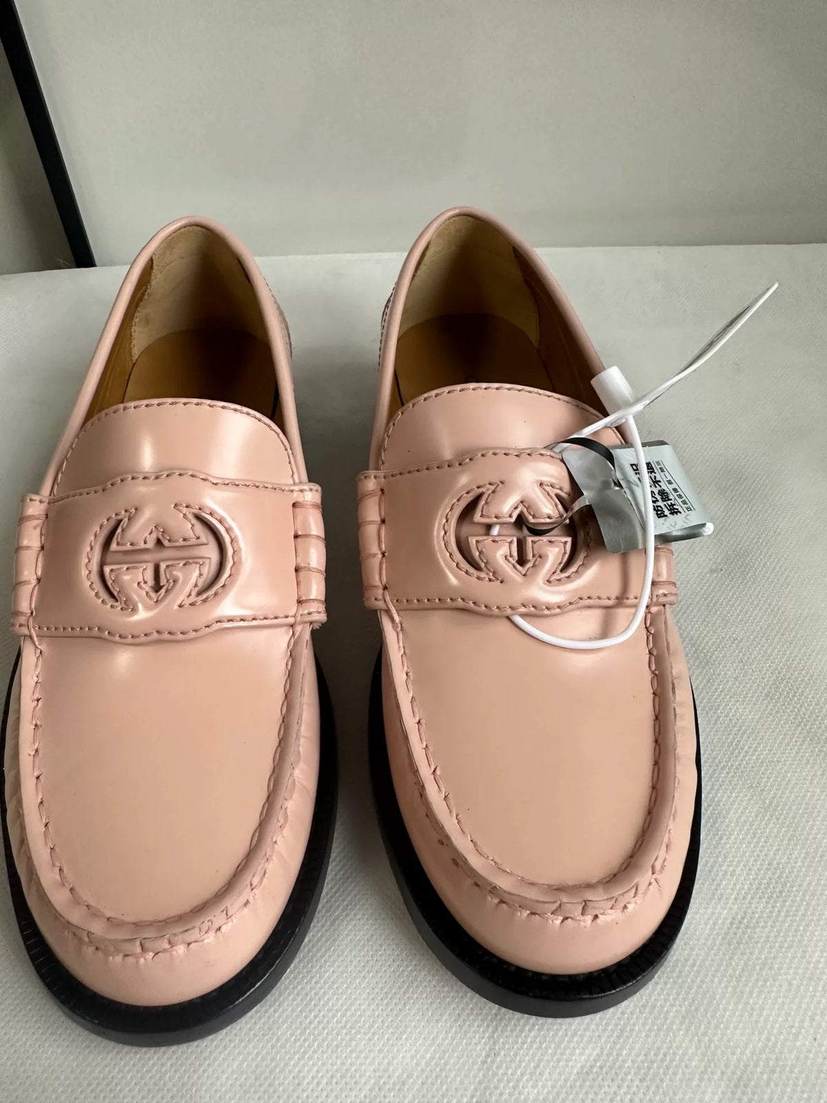 Gucci Pink Double G Logo Loafers