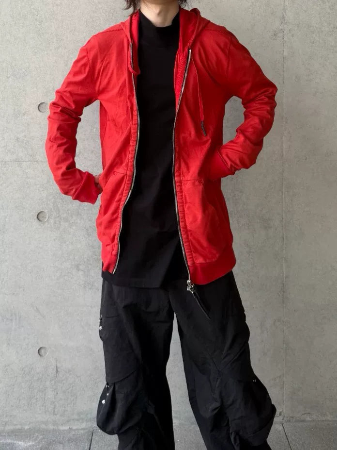 Boris Bidjan Saberi Orange Red Hooded Zip-Up Sweater by bbs