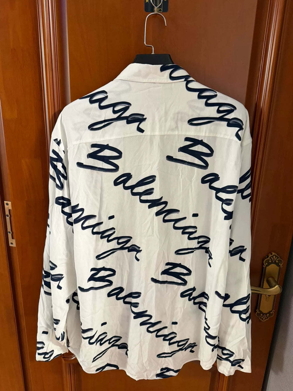 Balenciaga Black White All-Over Logo Long Sleeve Shirt