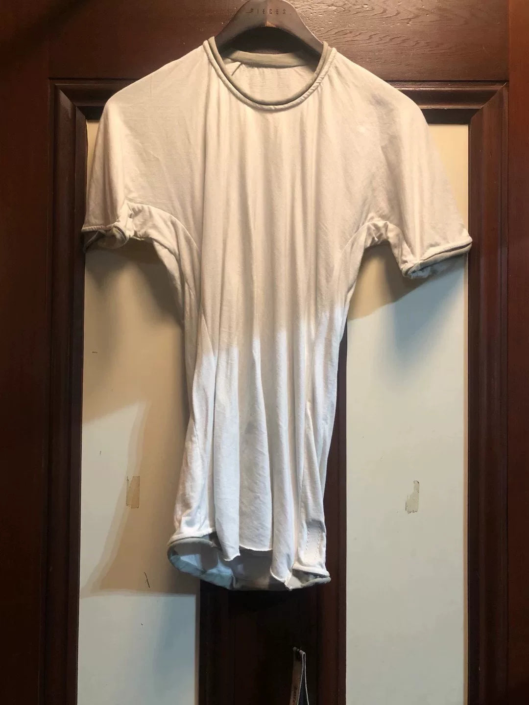 layer-0 18FW white 1/2 double-sided short sleeve Top