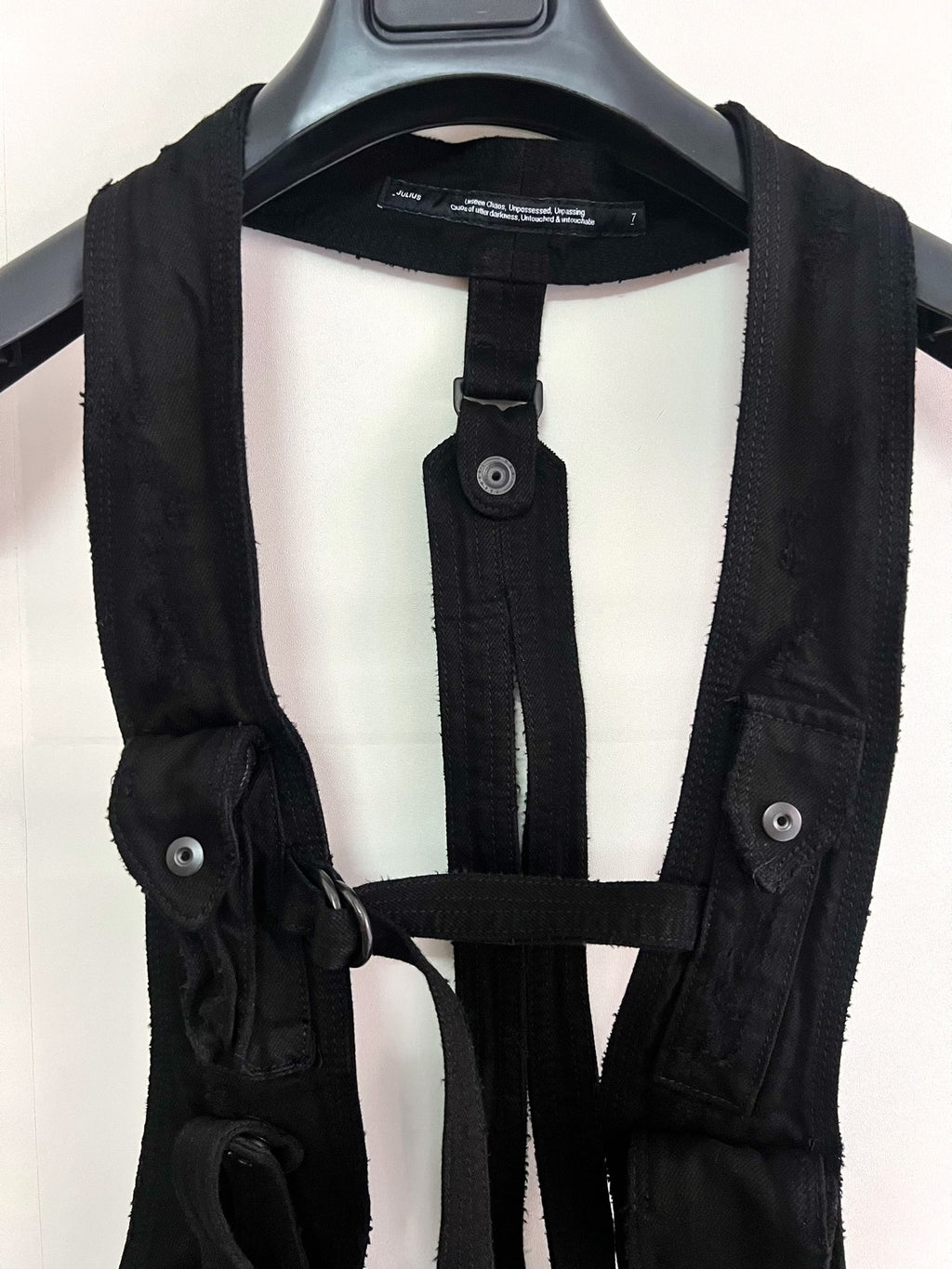 Julius_7 Distressed Denim Gun Holster Vest / Shell Vest