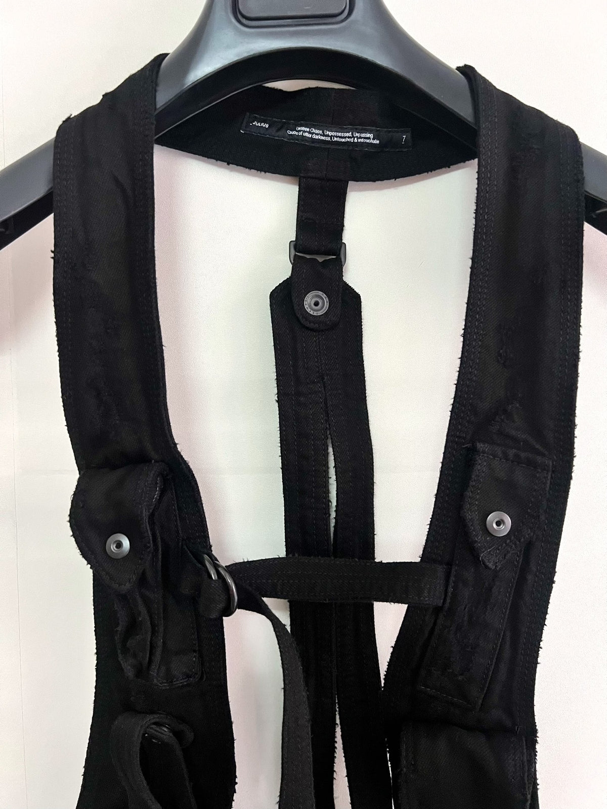 Julius_7 Distressed Denim Gun Holster Vest / Shell Vest