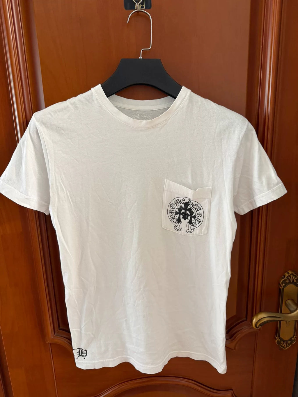 Chrome Hearts White Horseshoe Cross Print Short Sleeve Top