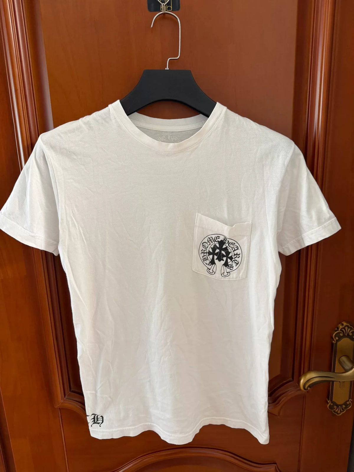 Chrome Hearts White Horseshoe Cross Print Short Sleeve Top