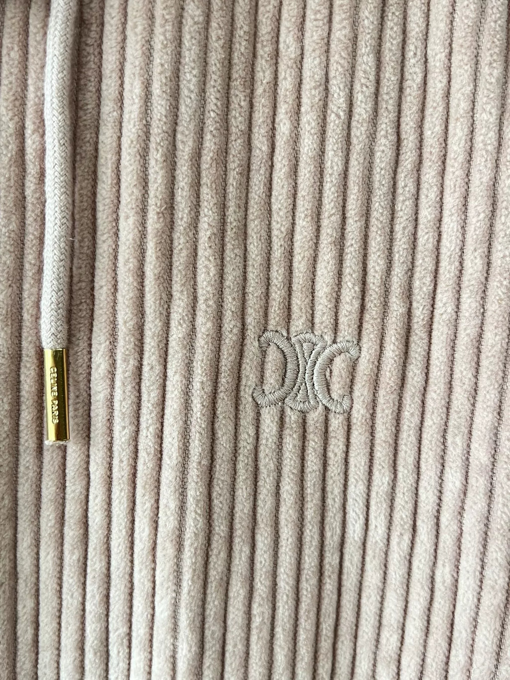 Celine Pink Corduroy Hooded Jacket