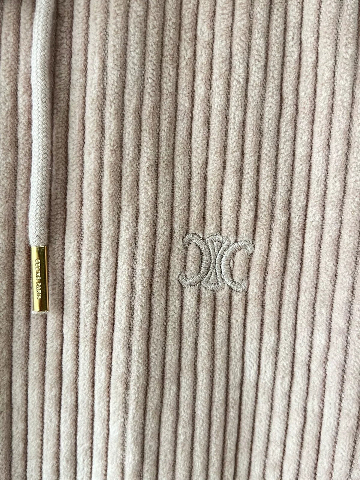 Celine Pink Corduroy Hooded Jacket