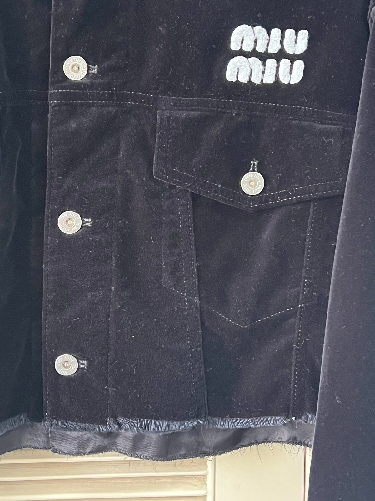 Miu Miu black velvet logo short jacket