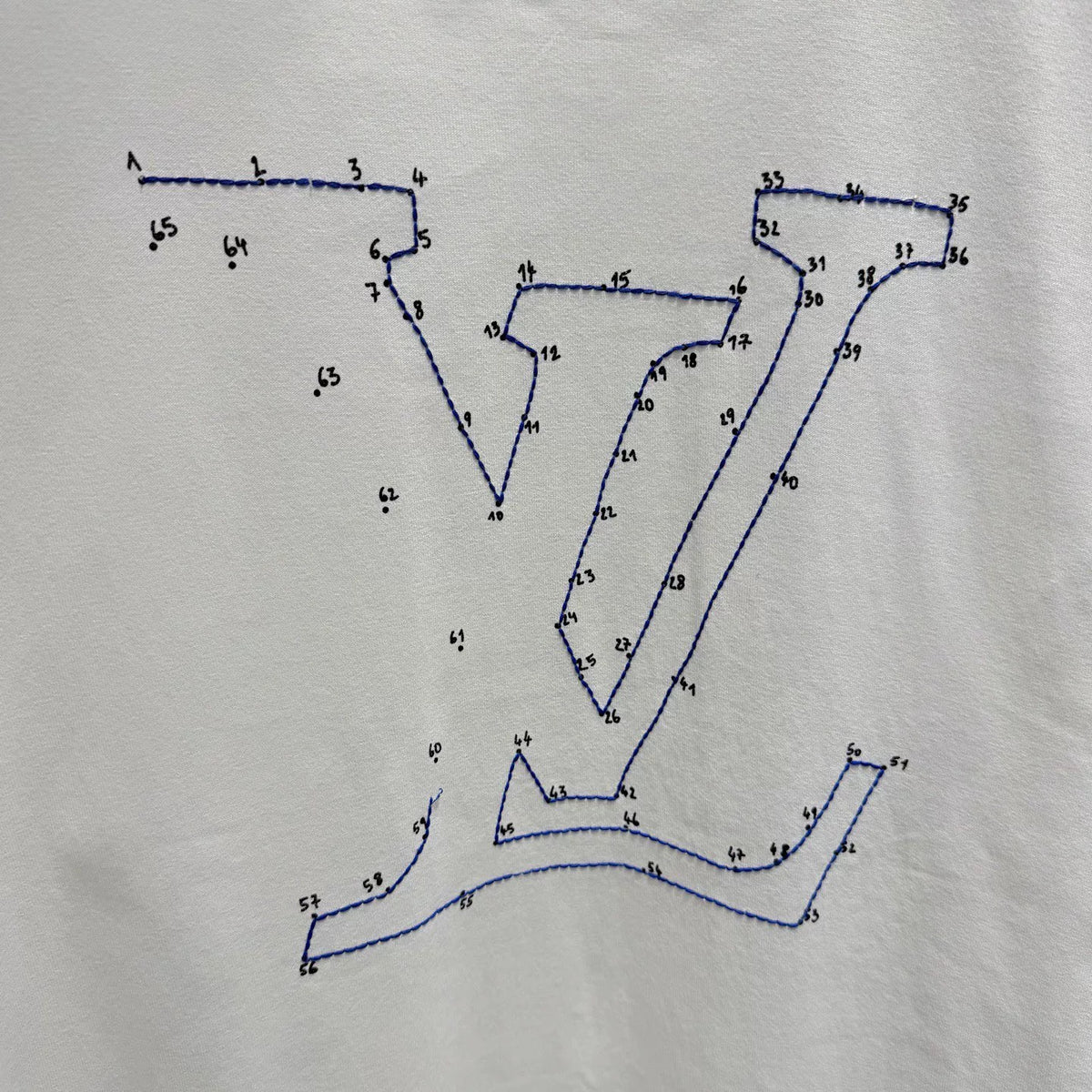 Louis Vuitton White Lian Kan Embroidered Ribbed Collar Combed Cotton Short Sleeve Top