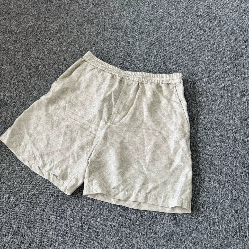 Louis Vuitton White All-Over Logo Print Drawstring Shorts