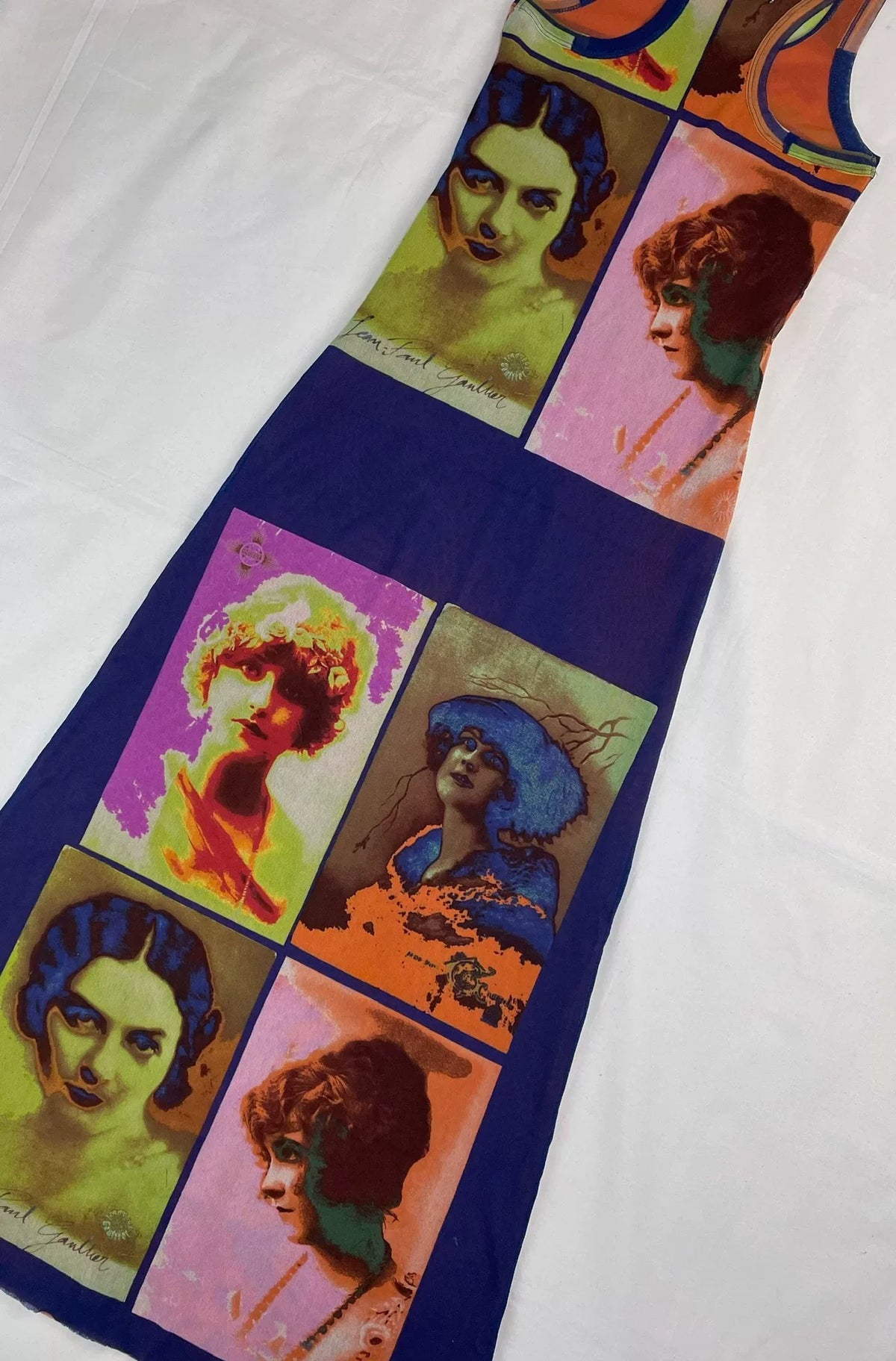 2002 Spring/Summer Jean Paul Gaultier Woman's Face Portrait Mesh Tank Maxi Dress