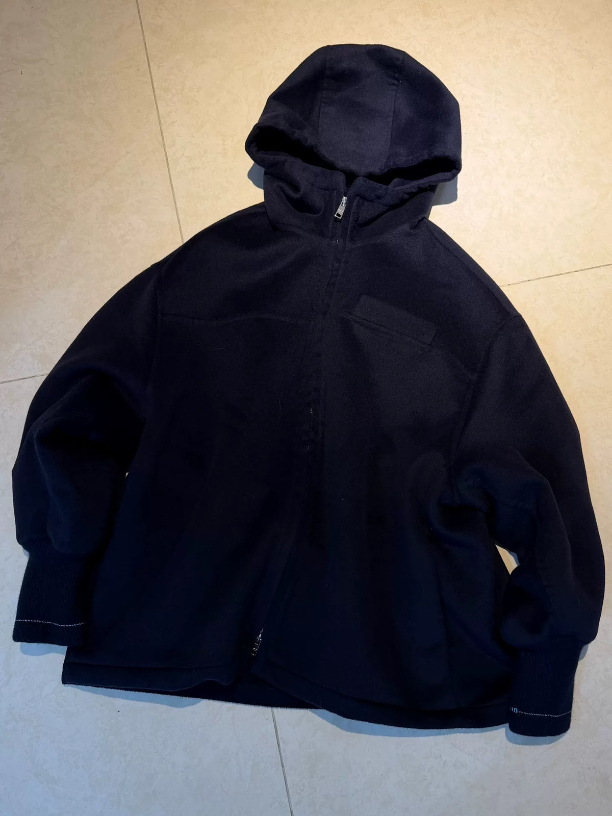 Prada Navy Blue Hooded Zip-Up Cashmere Sweater
