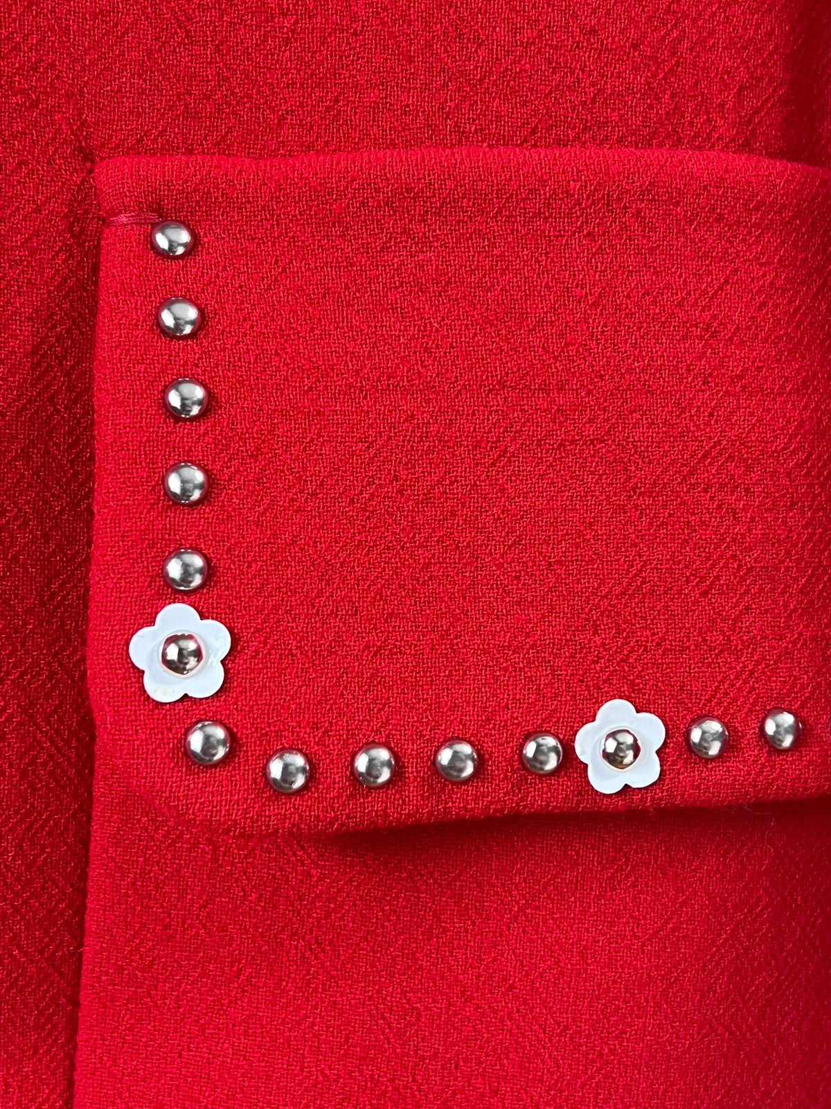 Miu Miu red beaded wool coat