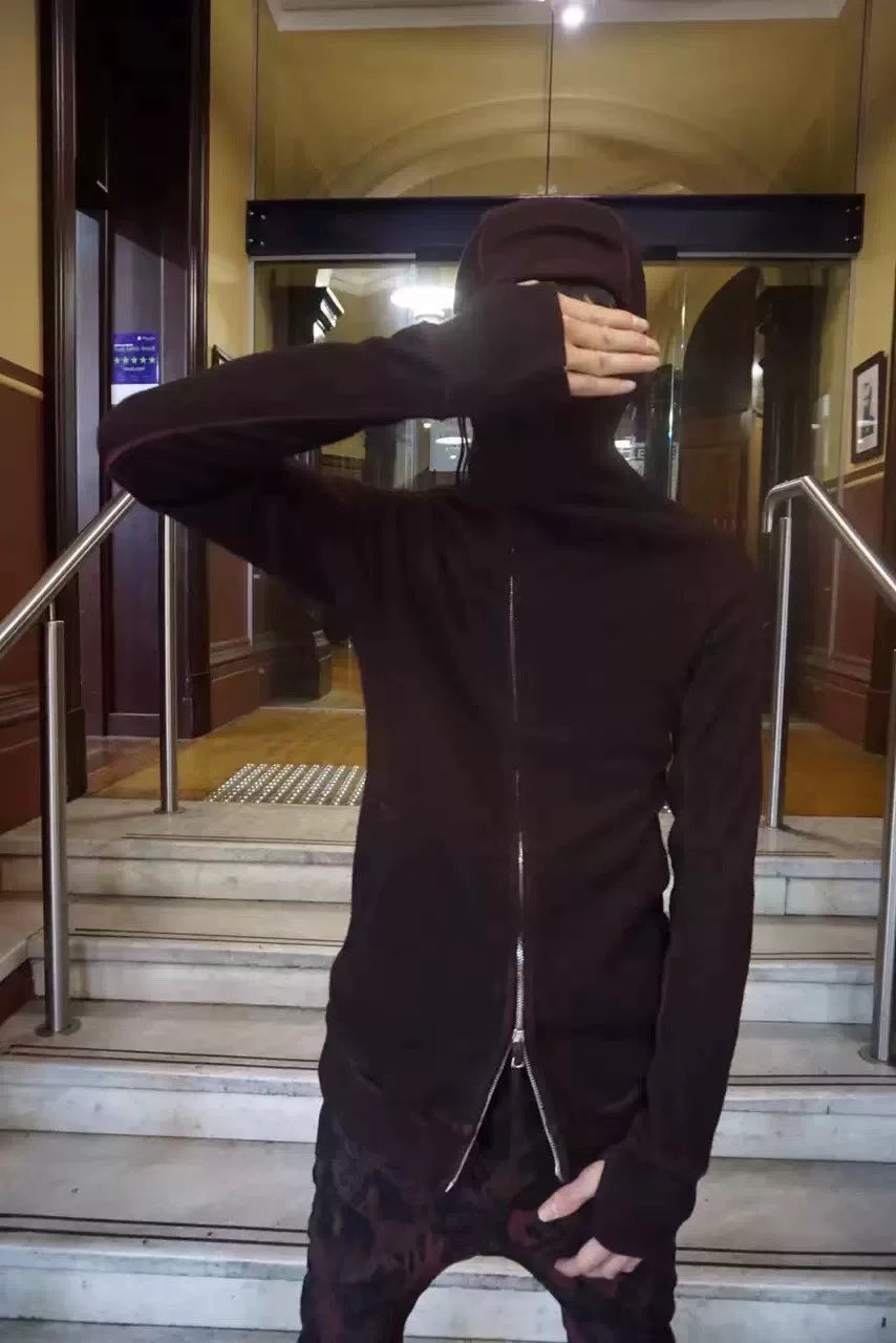 Boris Bidjan Saberi FW15 Black Burgundy Ninja Zipper2 Object Hooded Cotton Jacket