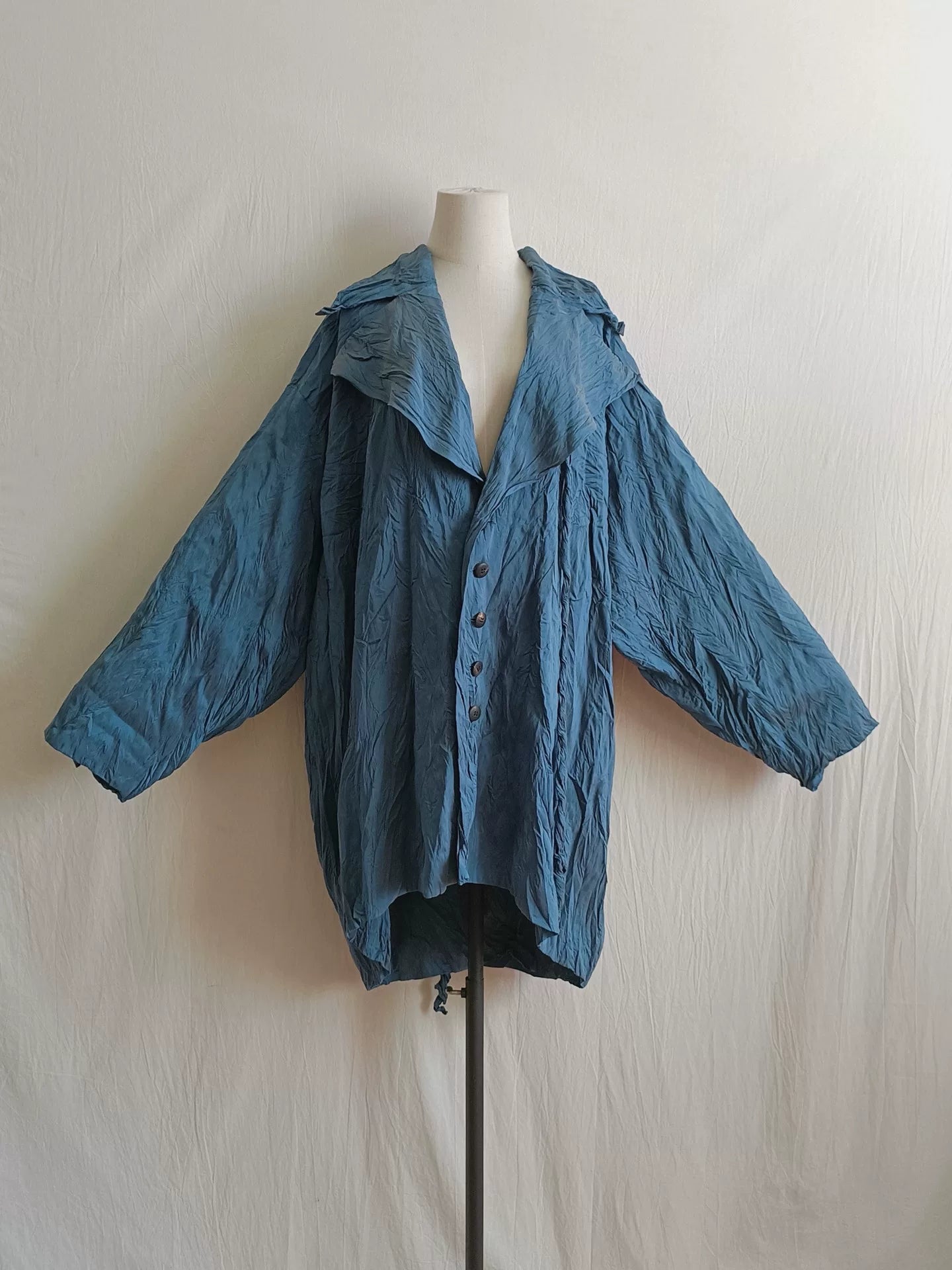 Issey Miyake 1990s Blue Letter in the Wind Top