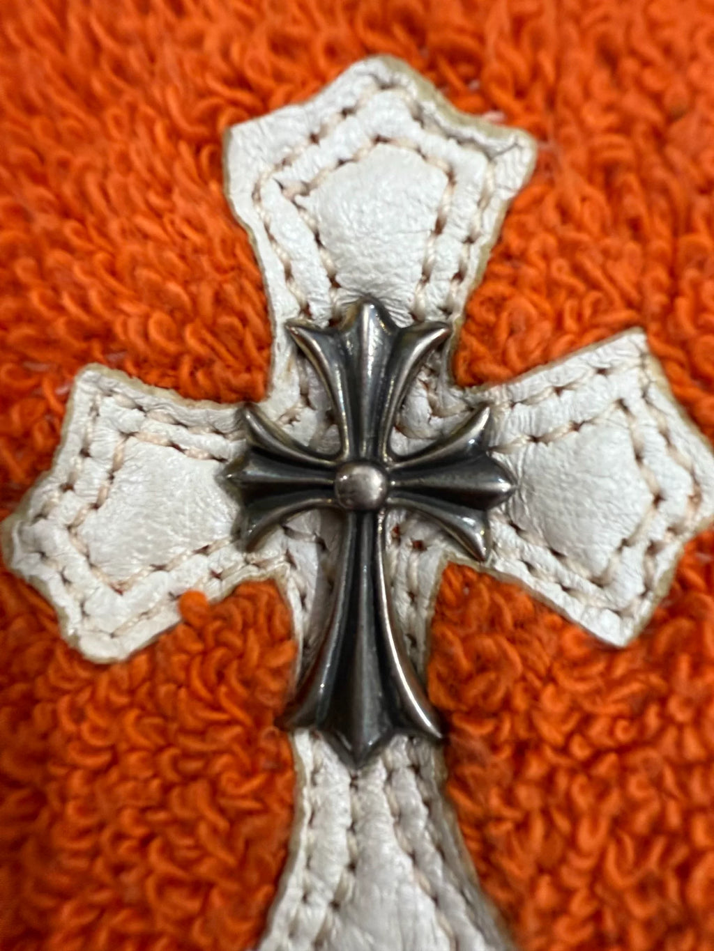 Chrome Hearts Orange Leather Patch Cross Wristband