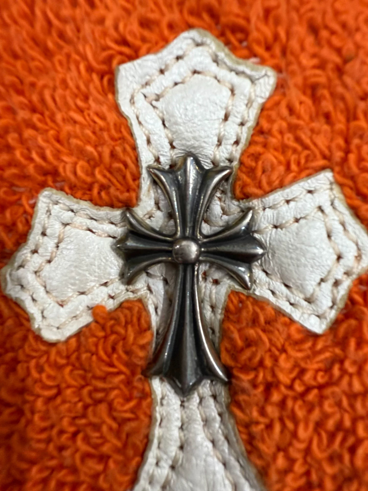 Chrome Hearts Orange Leather Patch Cross Wristband
