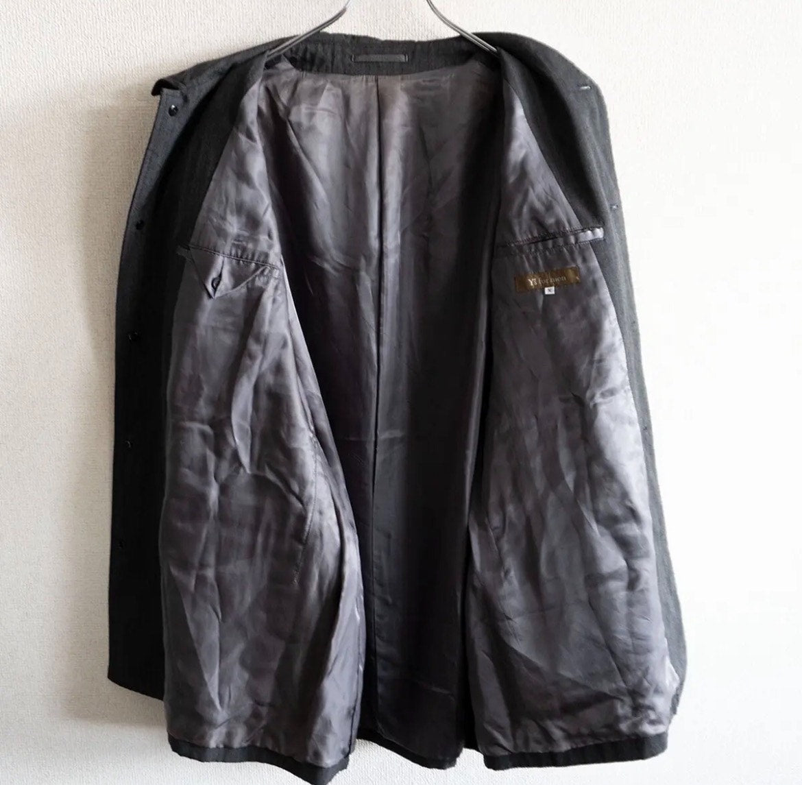 Yohji Yamamoto 1990s Charcoal Grey Stand-Collar Wool Coat