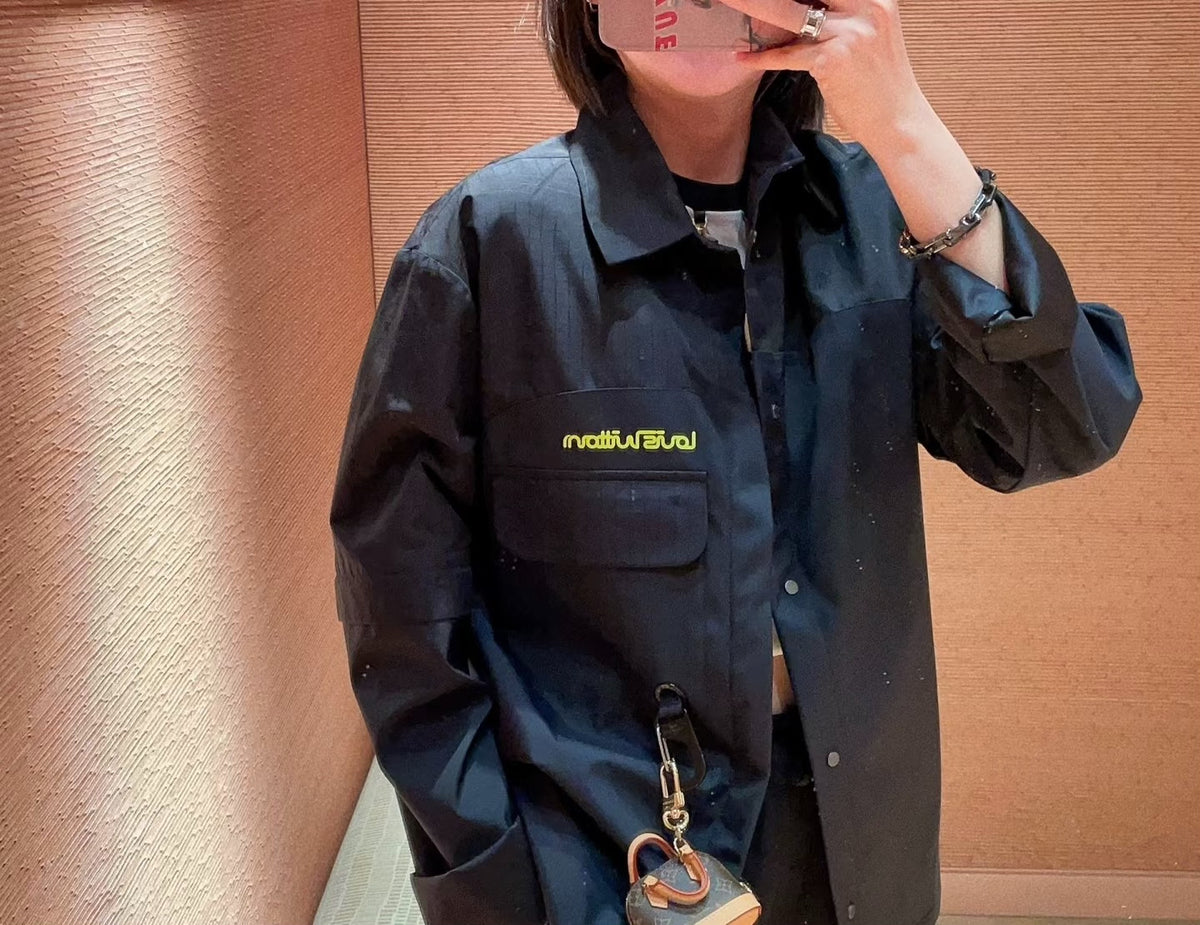 Louis Vuitton Black Tone-on-Tone Embroidered Detachable Jacket