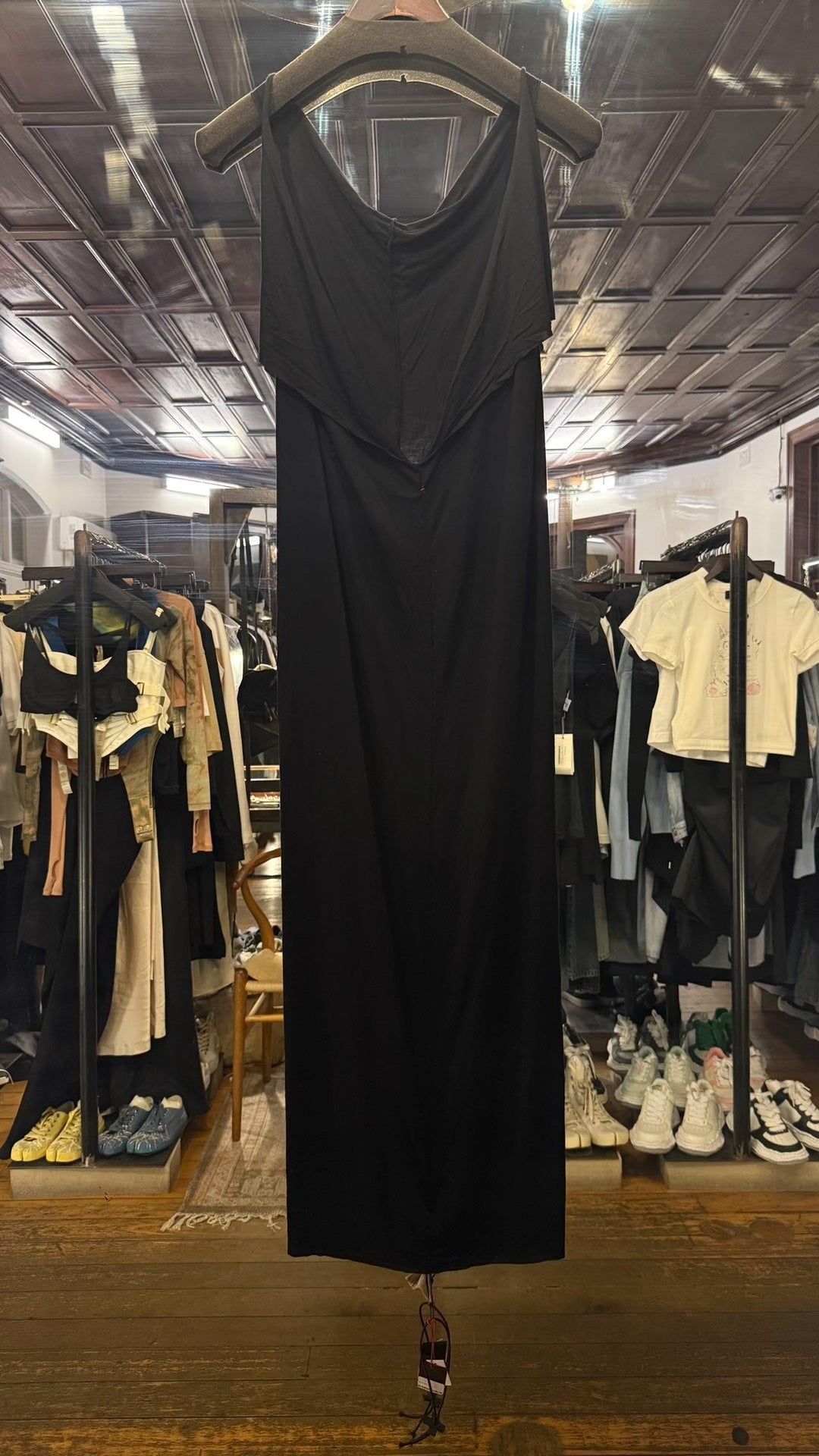 M.A+ FW24 extra Black V-Neck Backless VI Bamboo Dress