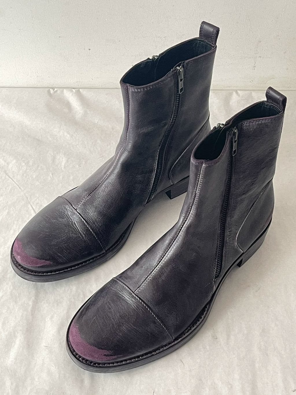Ann Demeulemeester 08aw mineral purple distressed ankle boots