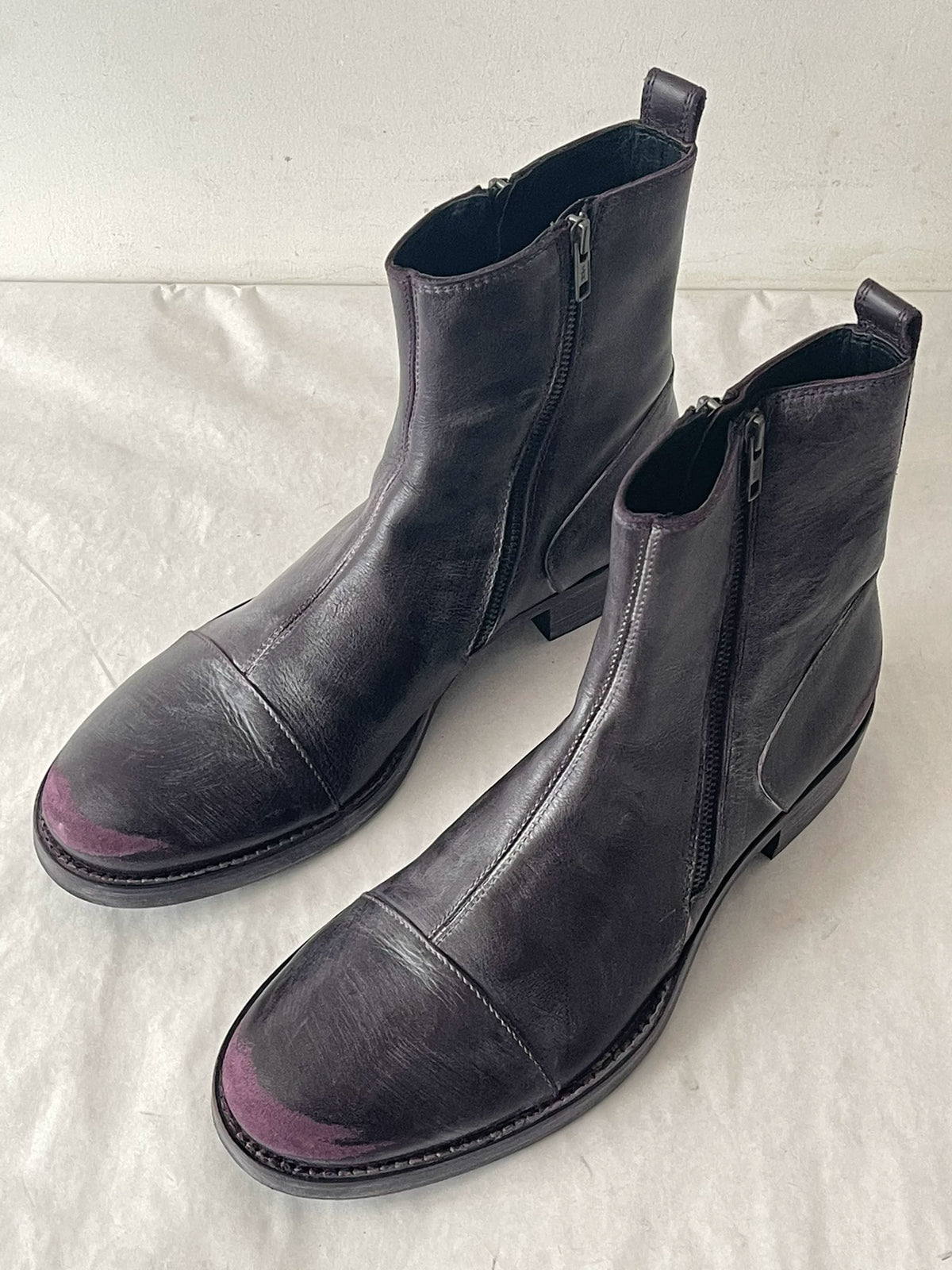 Ann Demeulemeester 08aw mineral purple distressed ankle boots