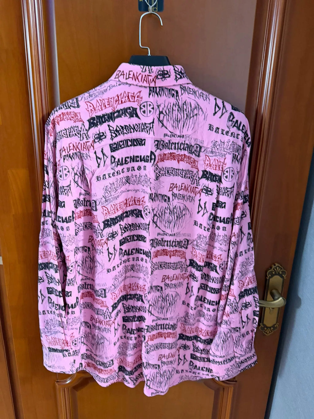 Balenciaga Pink Graffiti All-Over Print Long Sleeve Shirt