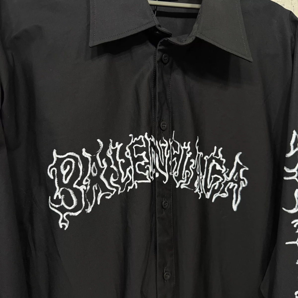 Balenciaga Black Dragon Year Limited Qilin Arm Graffiti Logo Nylon Shirt Jacket