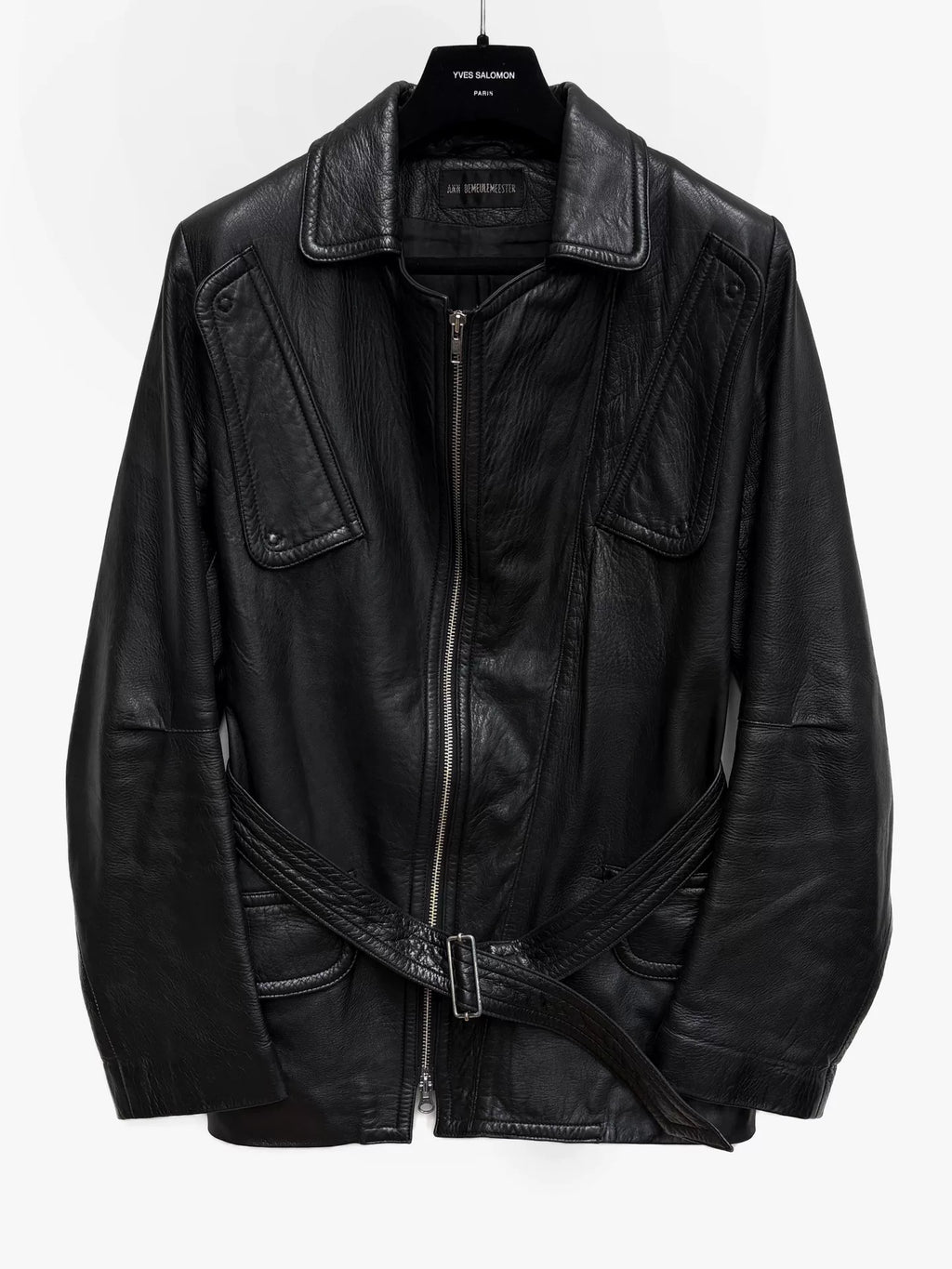 Ann Demeulemeester 2000s Black Asymmetric Zip-Up Leather Jacket