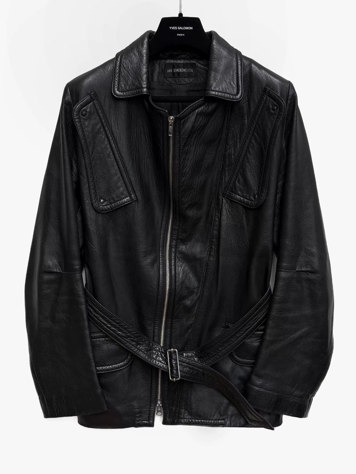 Ann Demeulemeester 2000s Black Asymmetric Zip-Up Leather Jacket