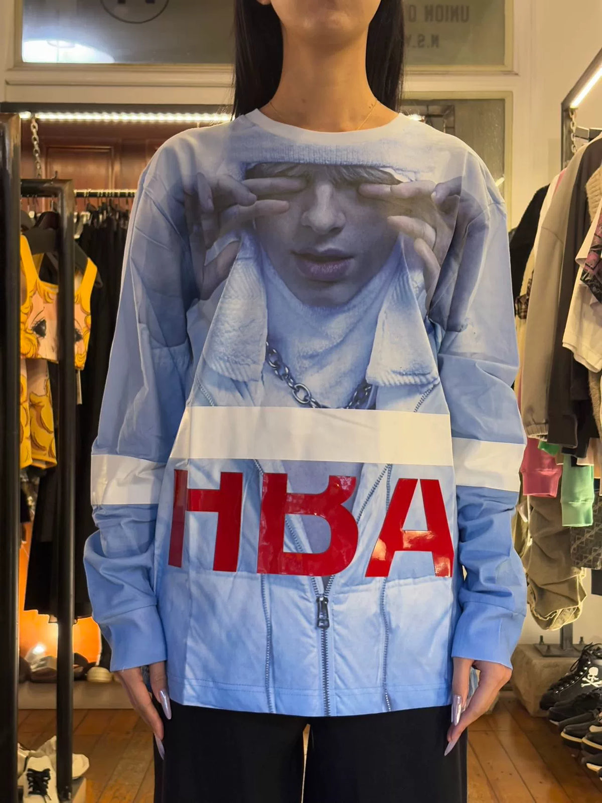 HBA Hood By Air FW15  Allover Seven Wonders Long Sleeve Cotton Tee