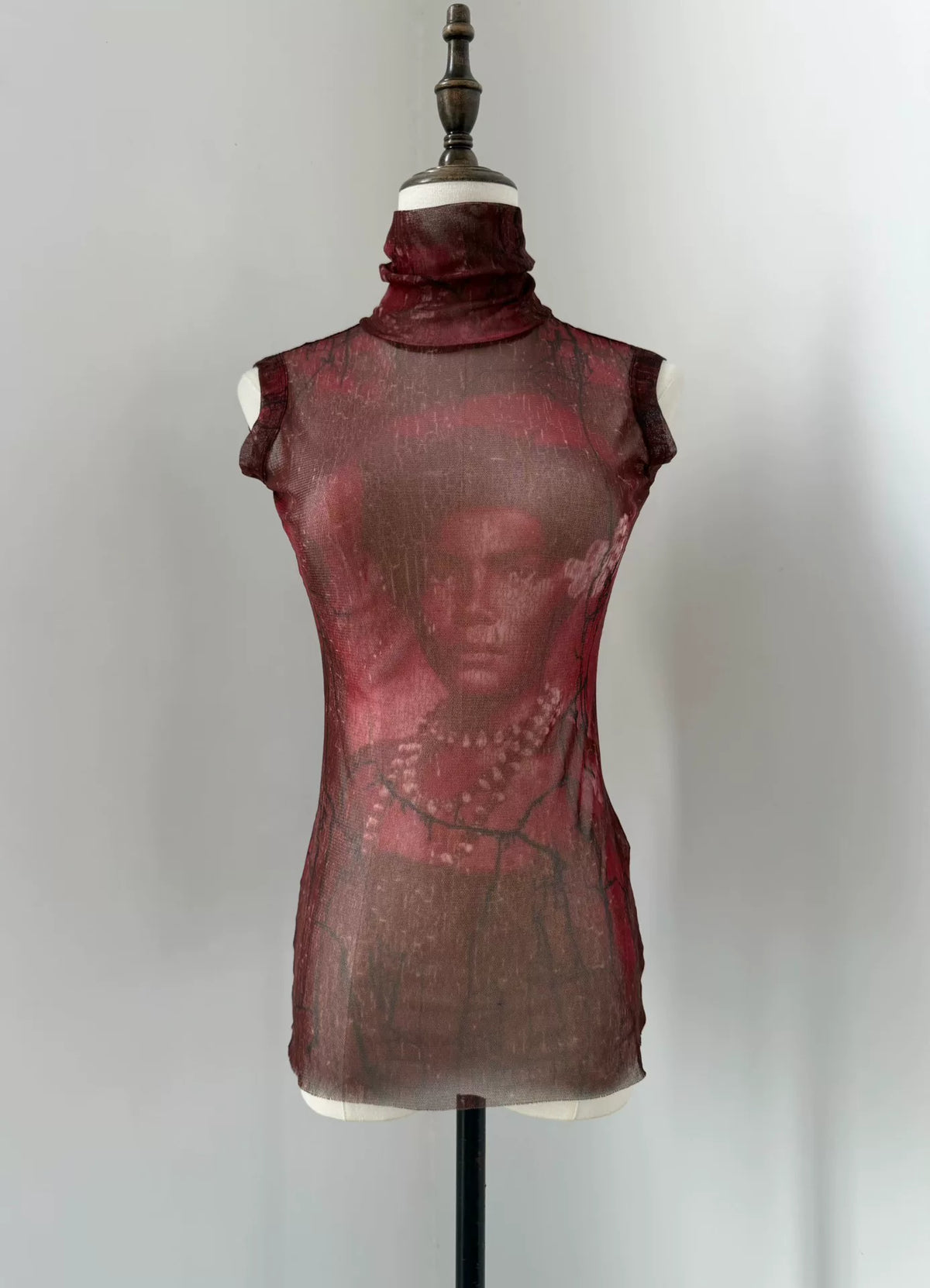Jean Paul Gaultier Vintage Mesh Portrait Sleeveless Top
