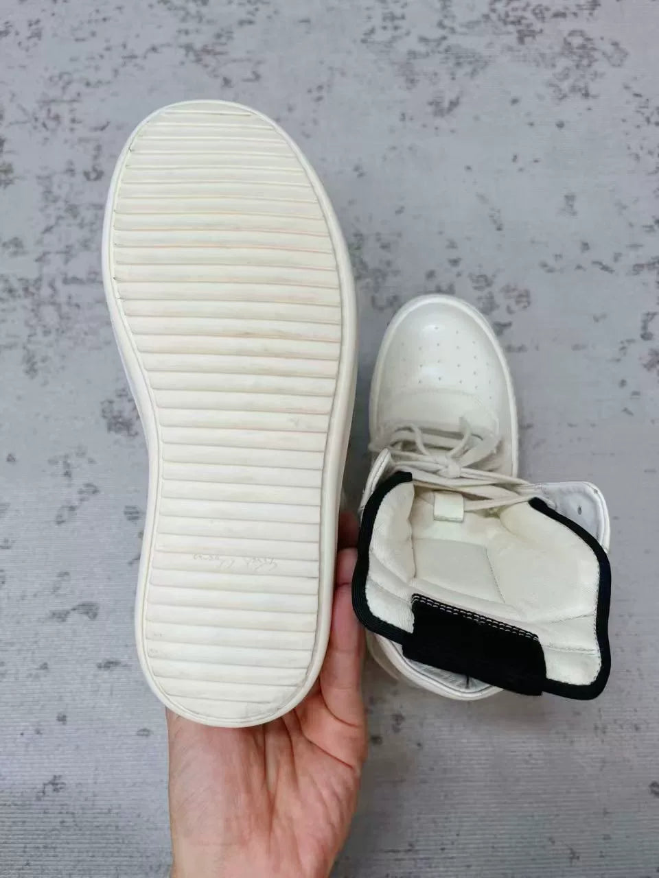 Rick Owens White Milk Inverted-Triangle Sneakers