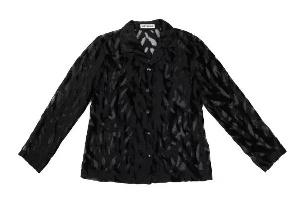 Issey Miyake Vintage Black Sheer Floral Top